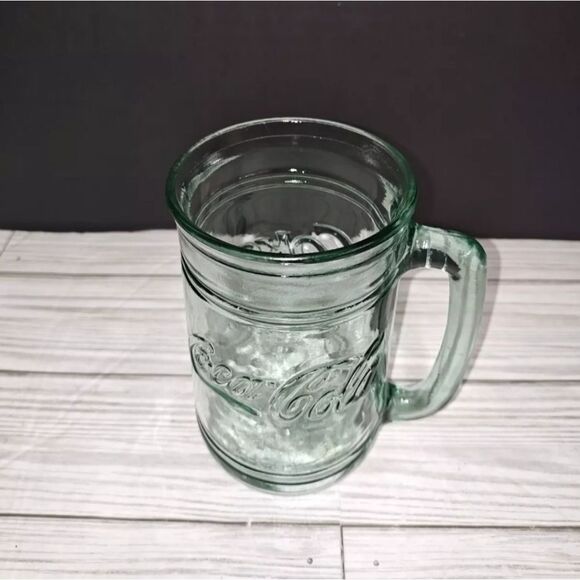 Vintage Coca-Cola Indiana Glass Co. Coke Green Glass Stein Mug With Handle USA - Picture 1 of 9